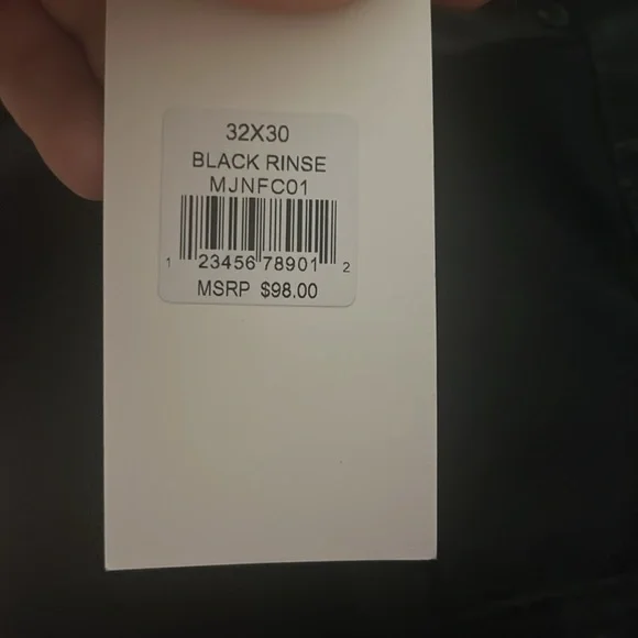 French Connection NWT Seville Slim Fit Black Rinse Denim - Size 32 x 30 - Picture 6 of 7